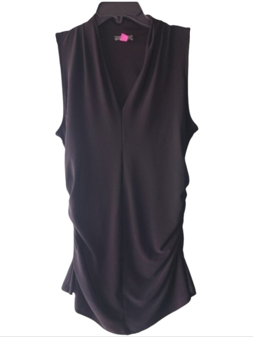 VINCE CAMUTO Black Sleeveless Surplice Blouse Ruched V-Neck Tank Small